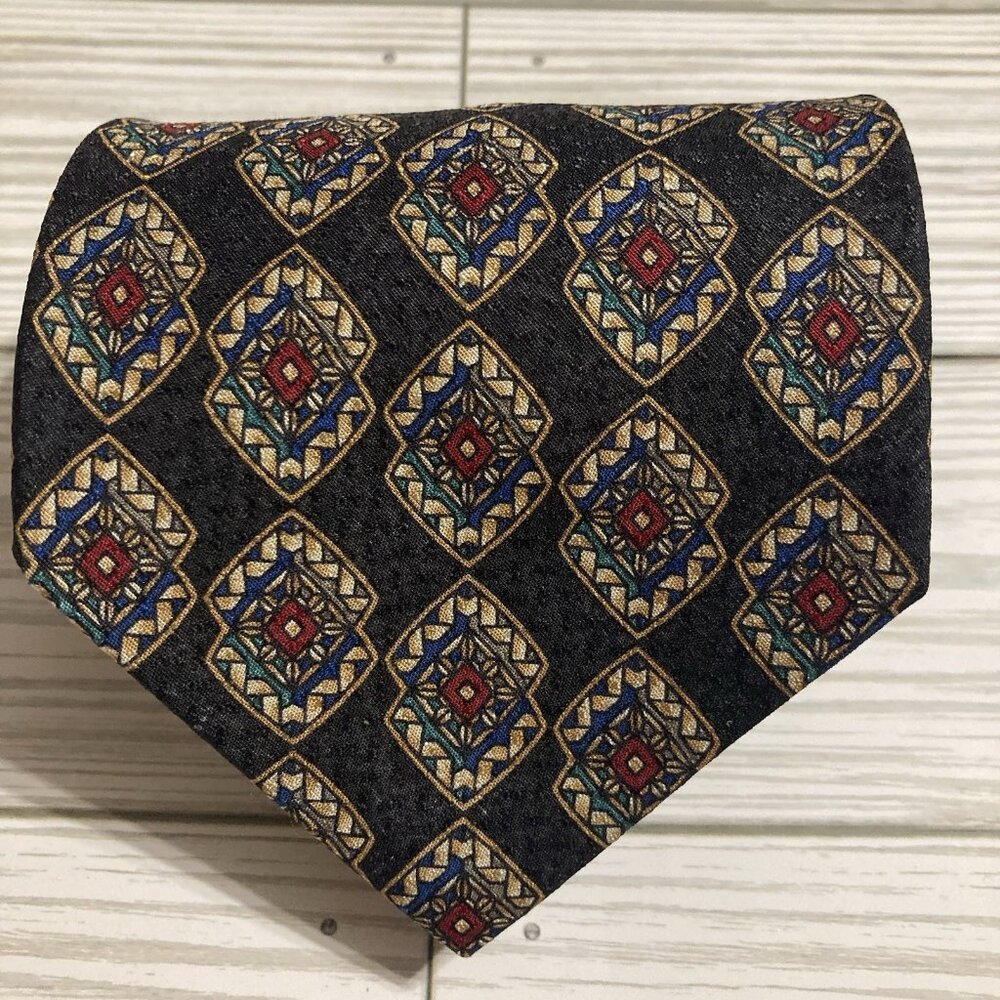 Valentino Cravatte Silk Tie  Geometric Multicolor Handmade Italy